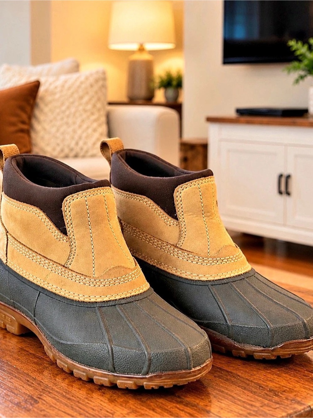 L.L.Bean 10 Duck Boots Slip on Brown & Black